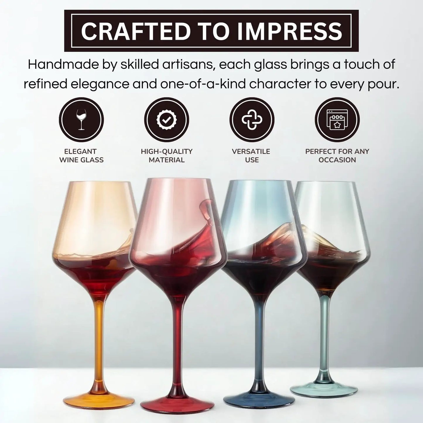 Floating Shatterproof Wine Glasses | Muted Colors | Set of 4, 16 oz from PriceLows™