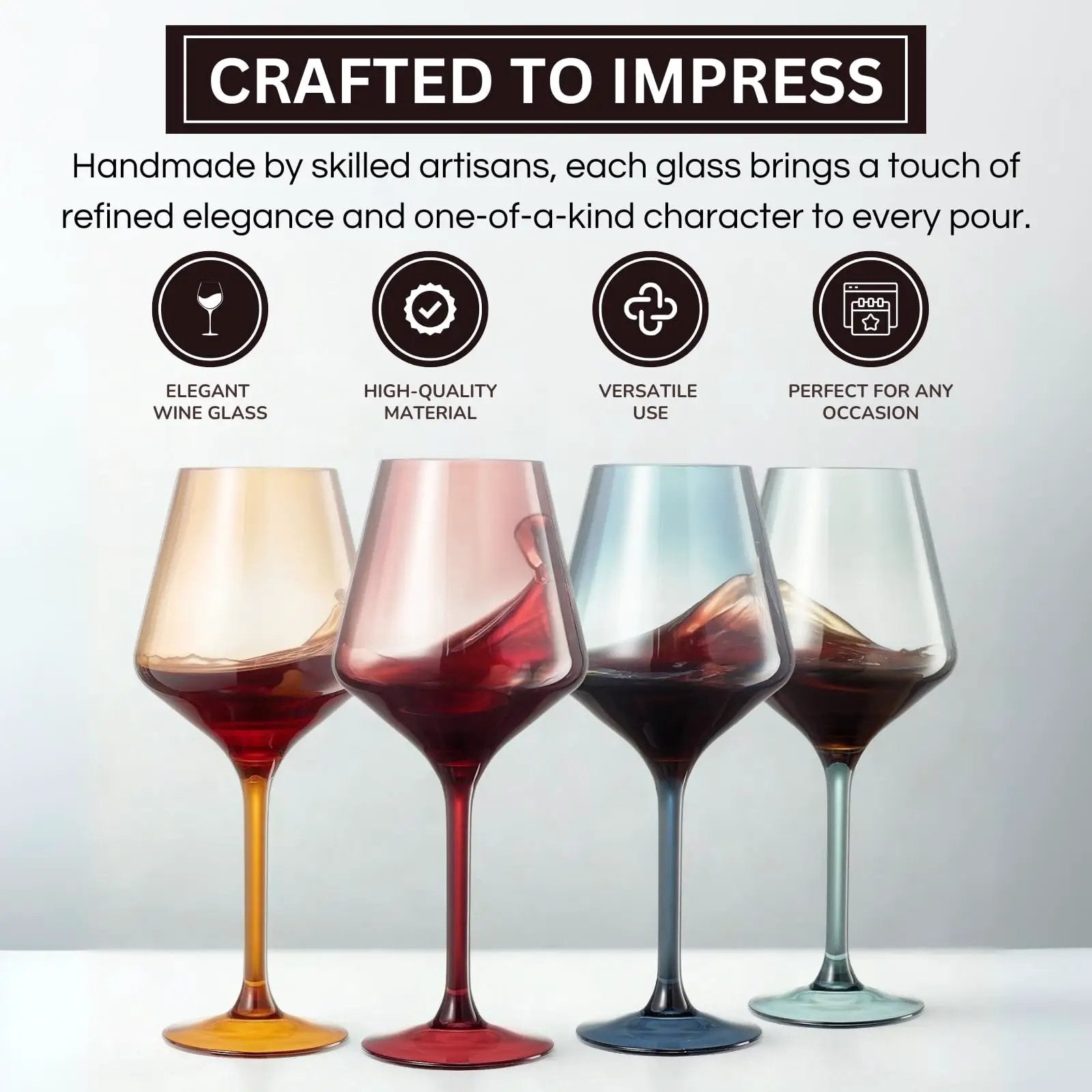 Floating Shatterproof Wine Glasses | Muted Colors | Set of 4, 16 oz from PriceLows™