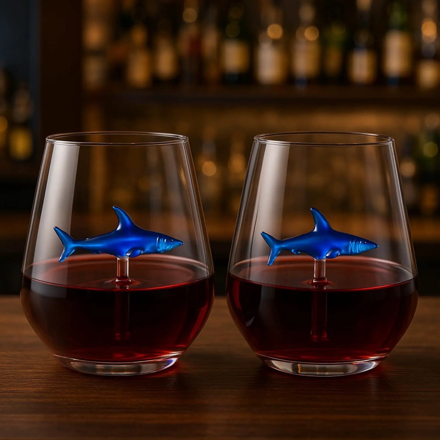 Handcrafted Stemless Shark Wine Glass - Personalized Set of 2 from PriceLows™