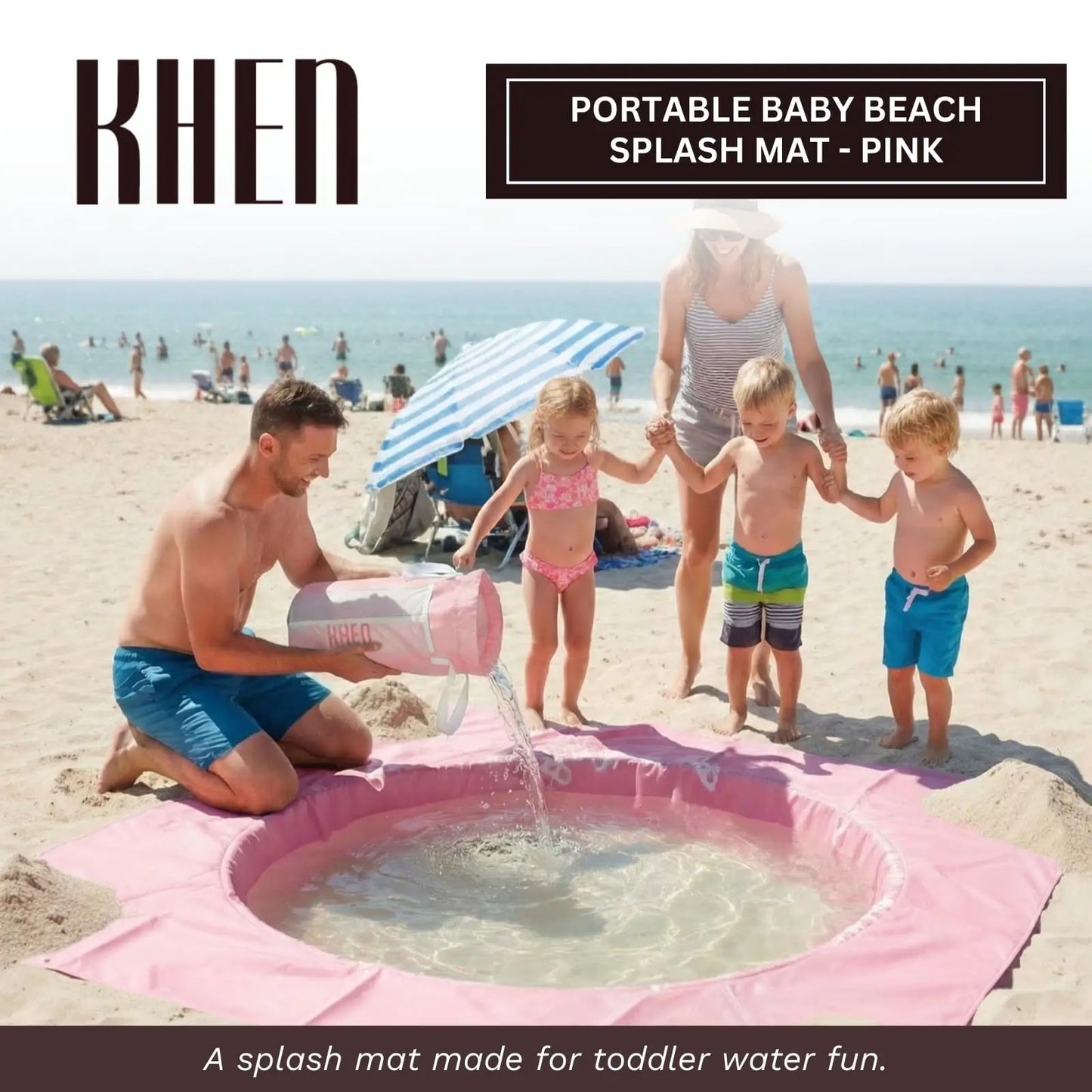 Baby Beach Splash Mat Pink, 1 Piece, 78.74 x in Waterproof Polyester Portable from PriceLows™