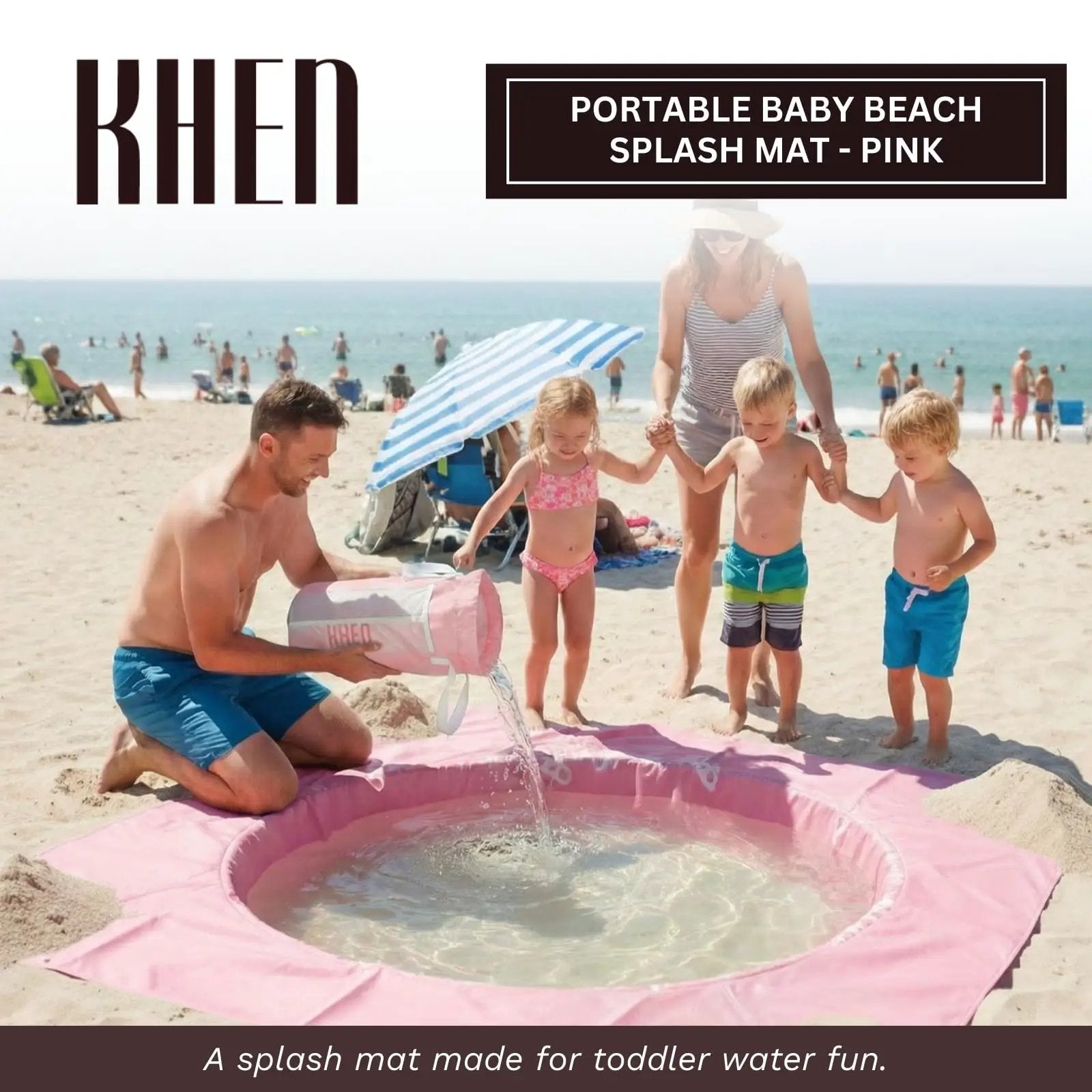 Baby Beach Splash Mat Pink, 1 Piece, 78.74 x in Waterproof Polyester Portable from PriceLows™