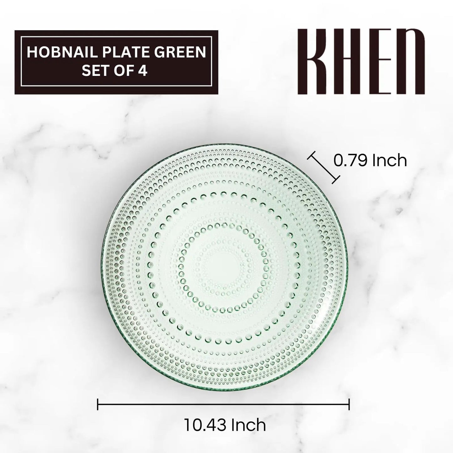 Glass Hobnail Dinner or Charger Plates | Set of 4 | Green from PriceLows™