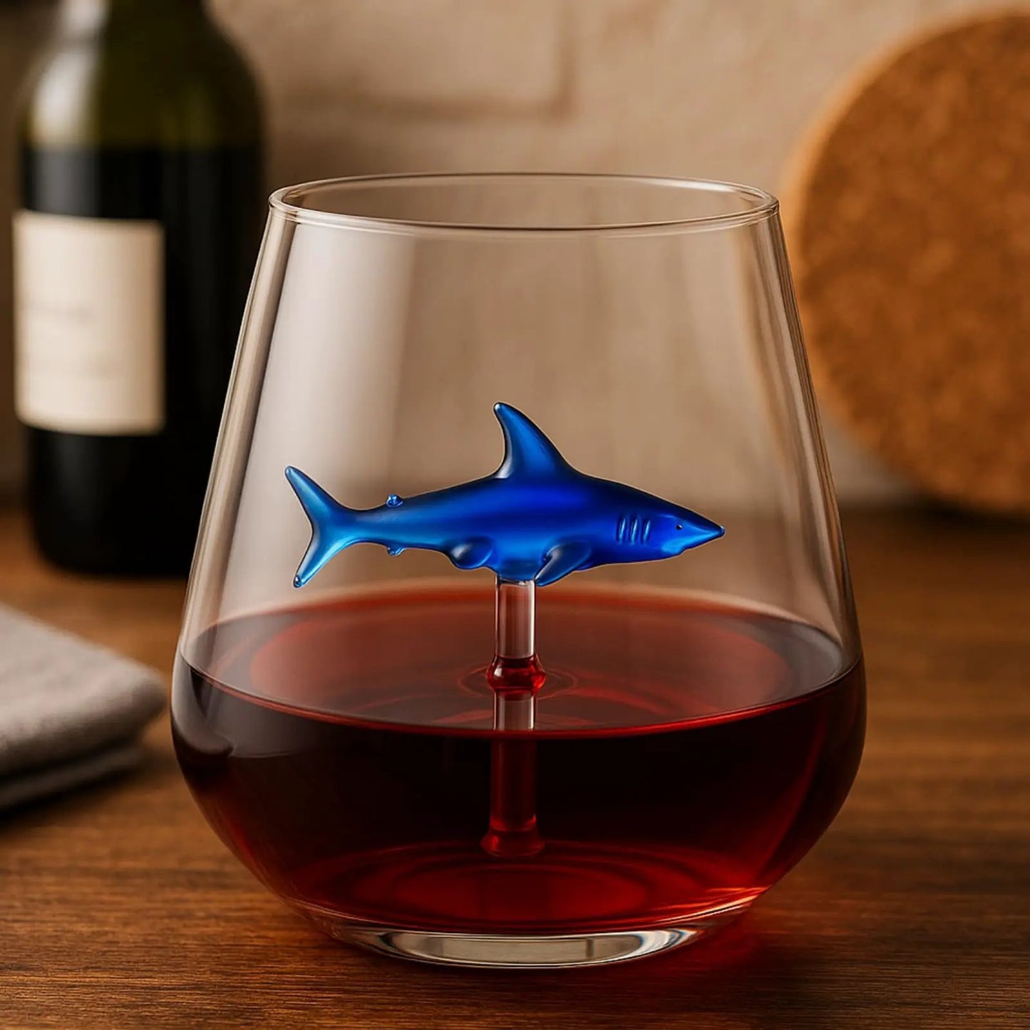 Handcrafted Stemless Shark Wine Glass - Personalized Set of 2 from PriceLows™