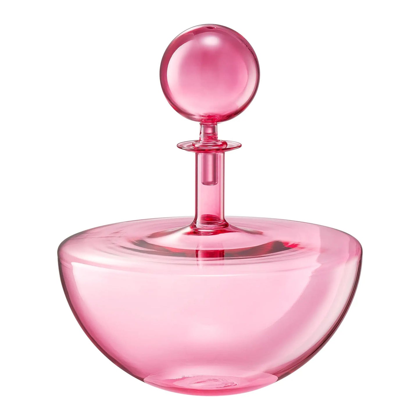 Blush Pink Low Arc Glass Decanter Handblown Captain’s Style Carafe from PriceLows™
