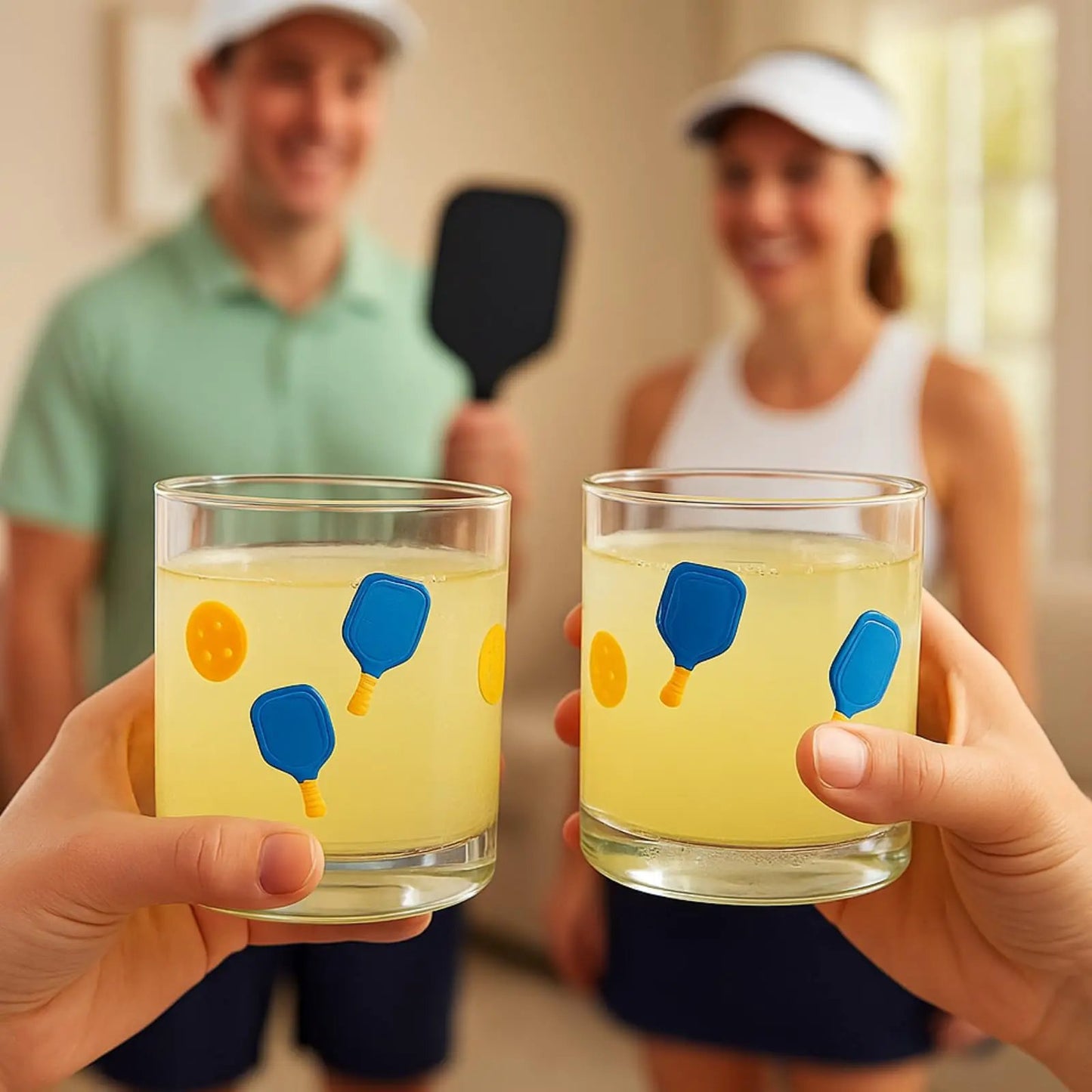 Khen Set of 2 Pickleball Paddle Icon Juice Glass Athletic Sports Cup 14.8oz from PriceLows™