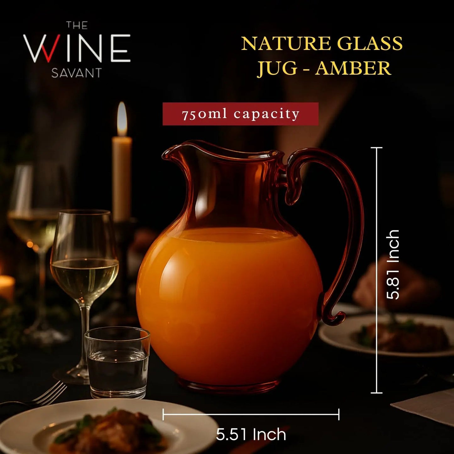 talian Design Amber Glass Jug Mouth-Blown Venetian Pitcher 750ml Handmade Murano from PriceLows™