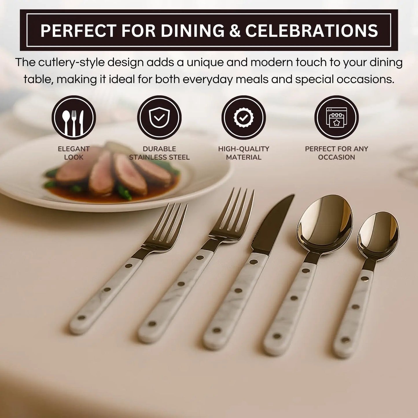 Khen 20-Piece Cutlery Set – Includes Dinner Knives, Forks, Spoons from PriceLows™