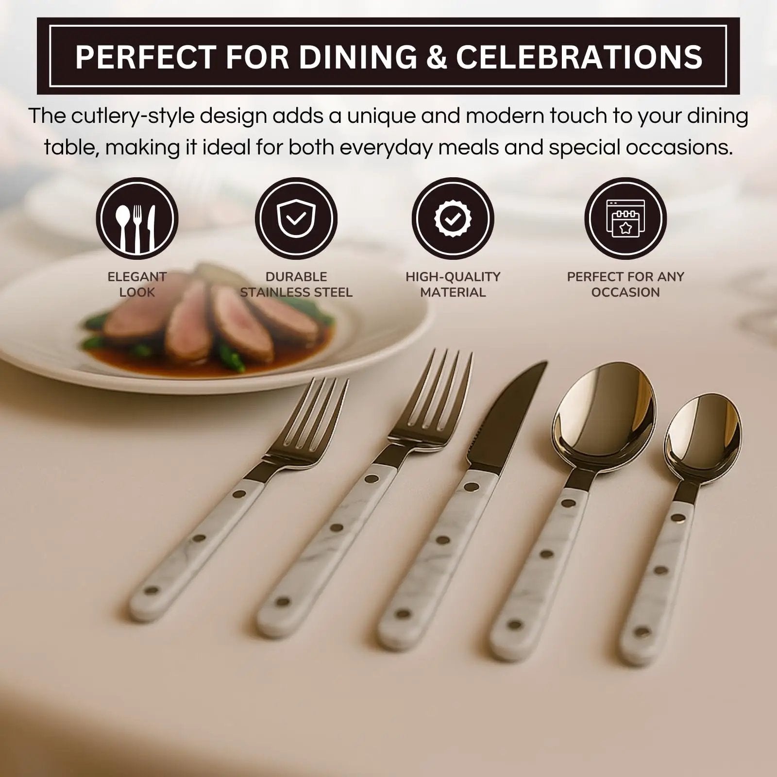 Khen 20-Piece Cutlery Set – Includes Dinner Knives, Forks, Spoons from PriceLows™