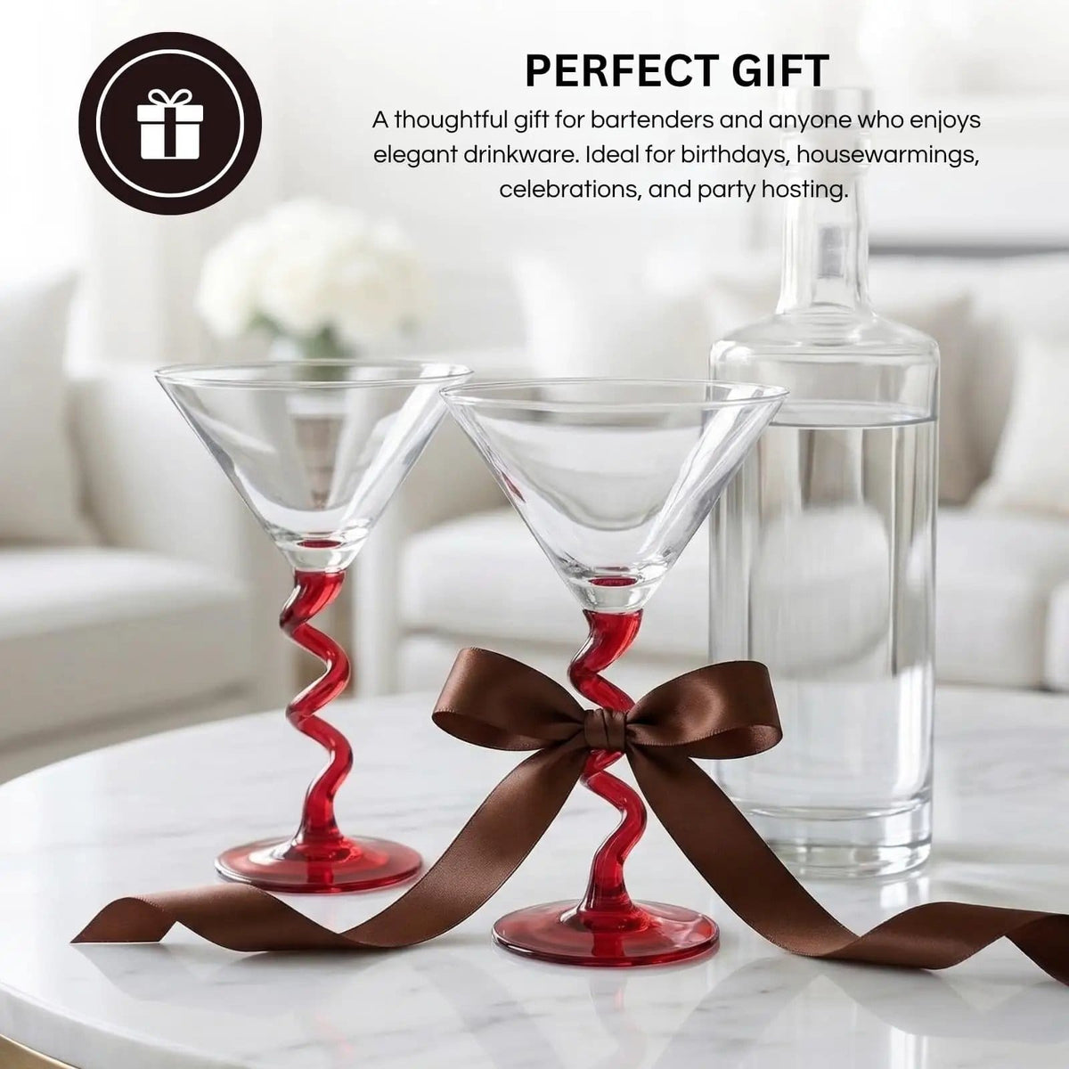 Spiral Stem Martini Glasses | Cocktail Glass | Entertaining | Gift Ready
