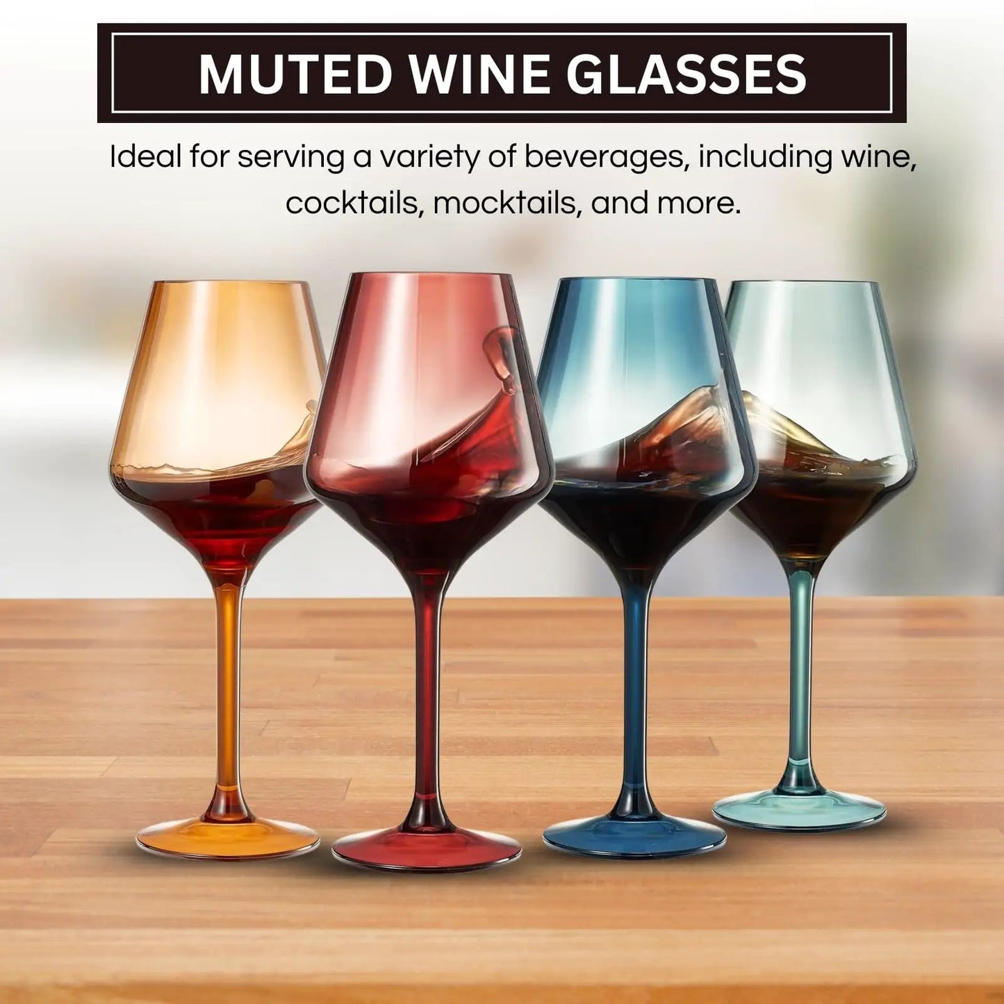 Floating Shatterproof Wine Glasses | Muted Colors | Set of 4, 16 oz from PriceLows™