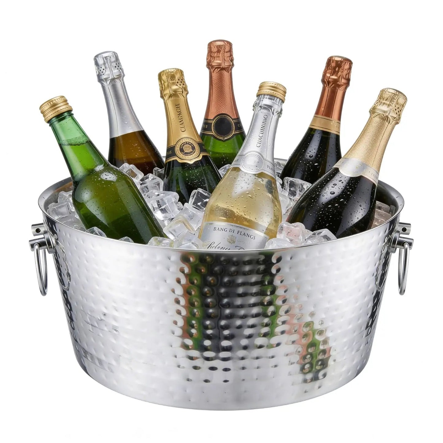 Hammered Stainless Steel Ice Bucket, Single Piece, 14.5 x 6.75 Inch from PriceLows™