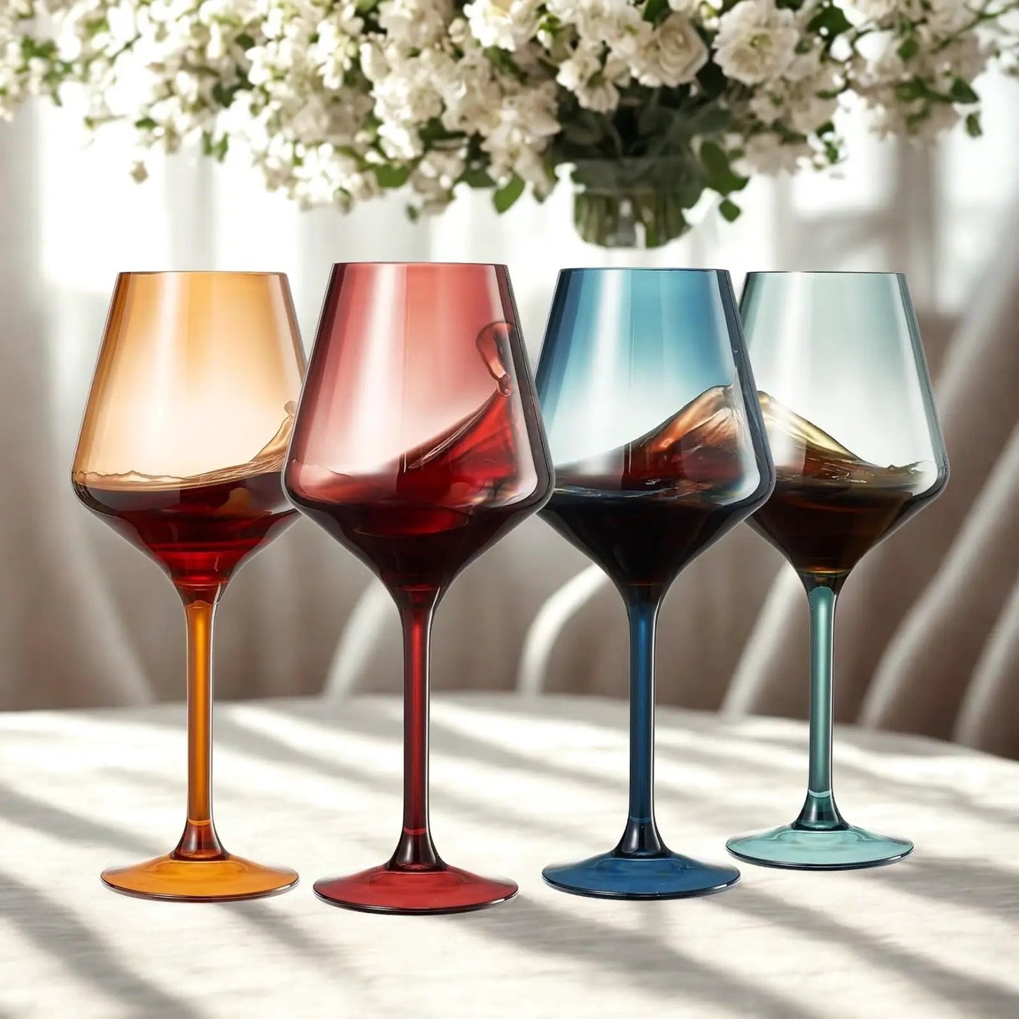 Floating Shatterproof Wine Glasses | Muted Colors | Set of 4, 16 oz from PriceLows™