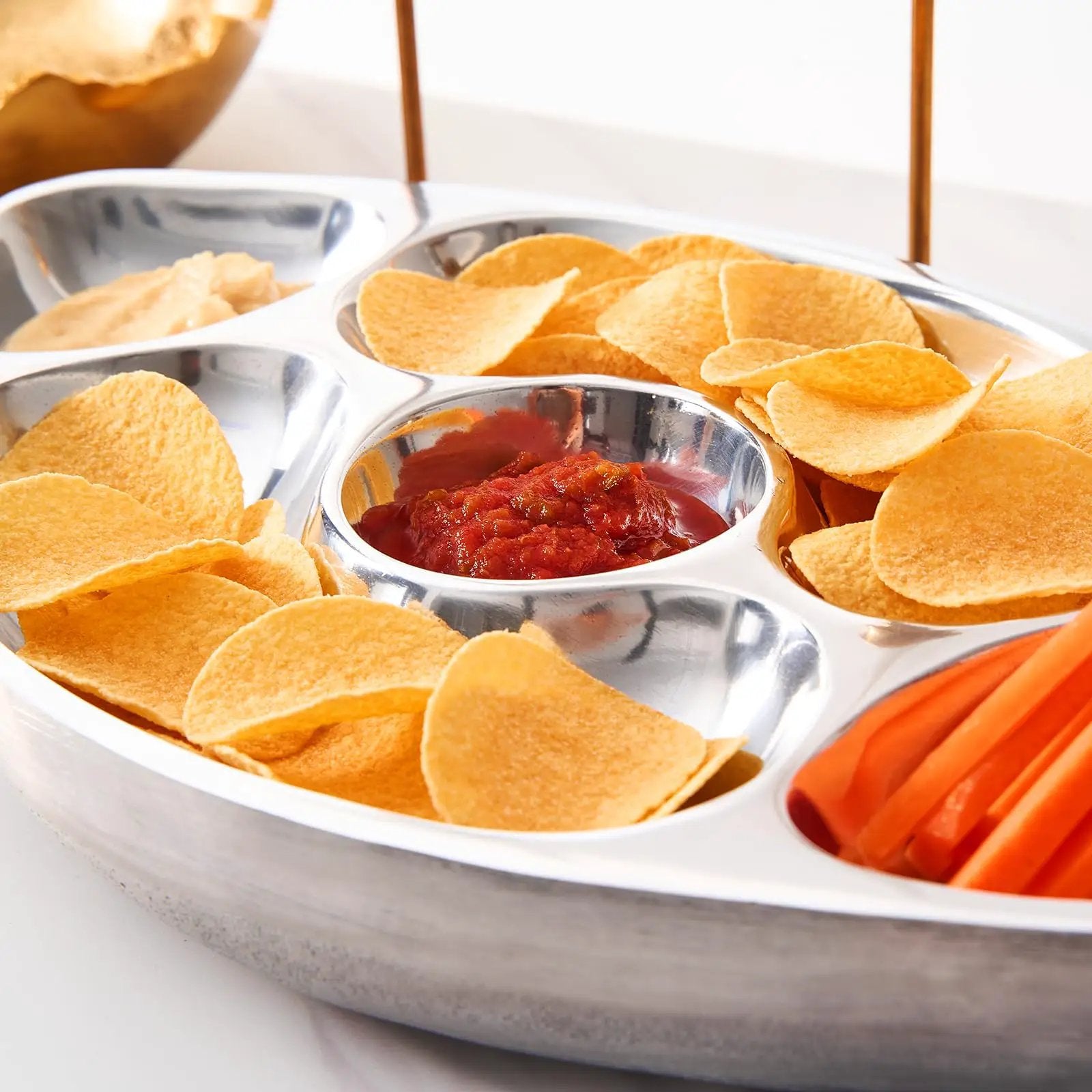Football Tailgate Superbowl Serving Bowl Silver Brass Snack from PriceLows™
