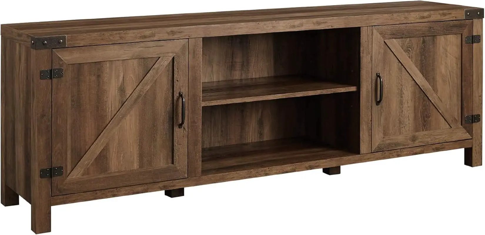 Rustic Oak TV Stand With Double Barn Doors Up To 80 Inch from PriceLows™