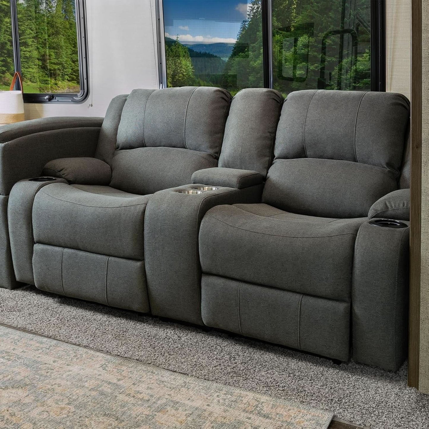 Powered Double Wall Hugger Recliner Sofa 67in Fossil Cloth from PriceLows™