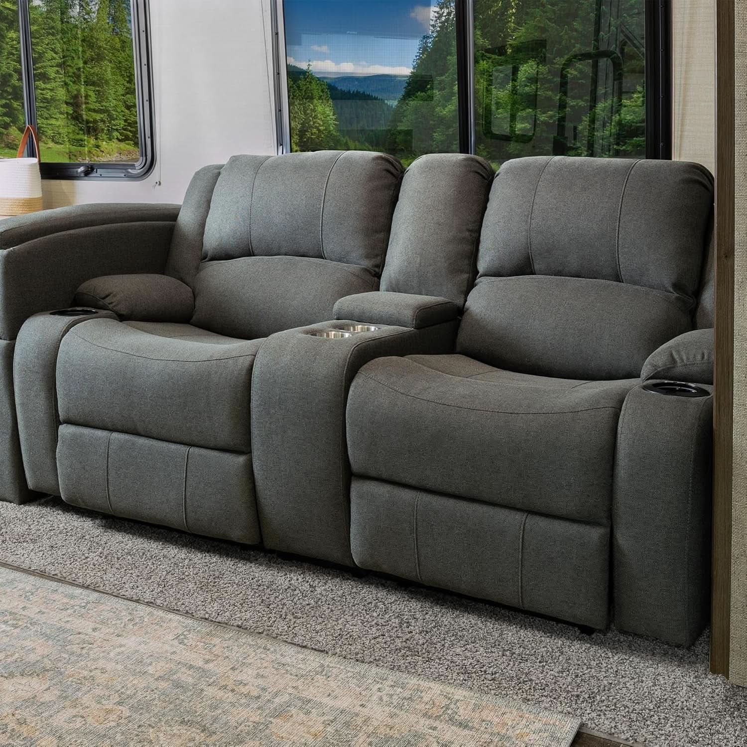 Powered Double Wall Hugger Recliner Sofa 67in Fossil Cloth from PriceLows™