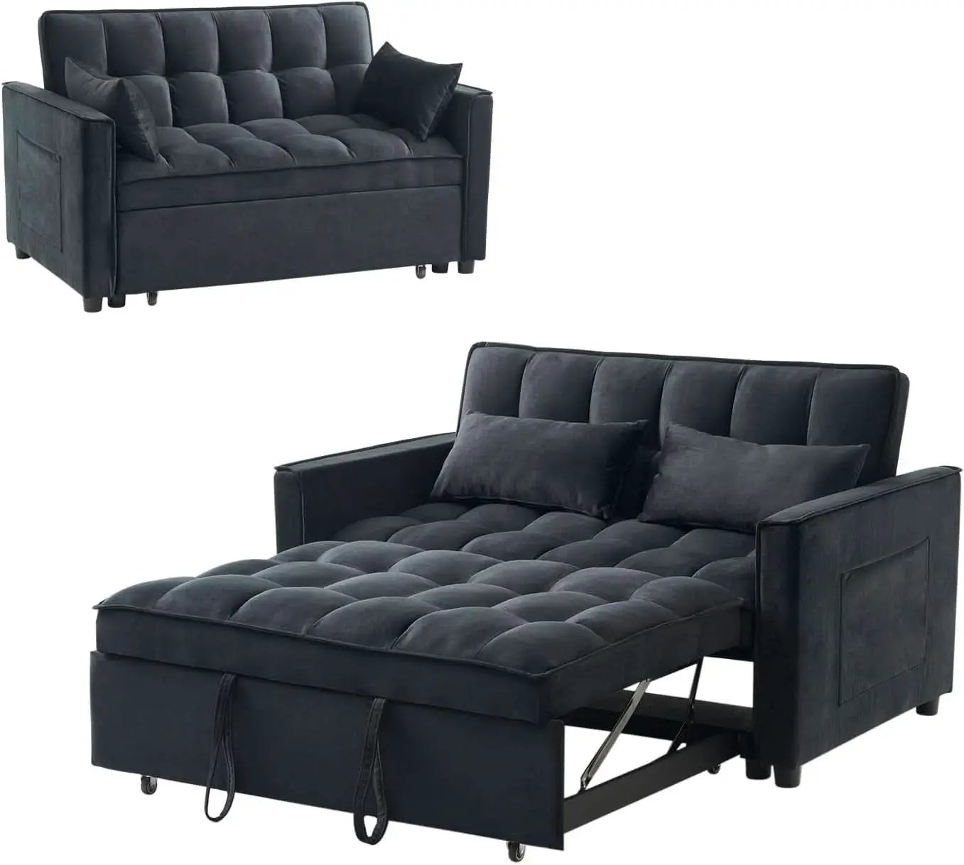 Black Velvet Sleeper Sofa With Adjustable Backrest from PriceLows™
