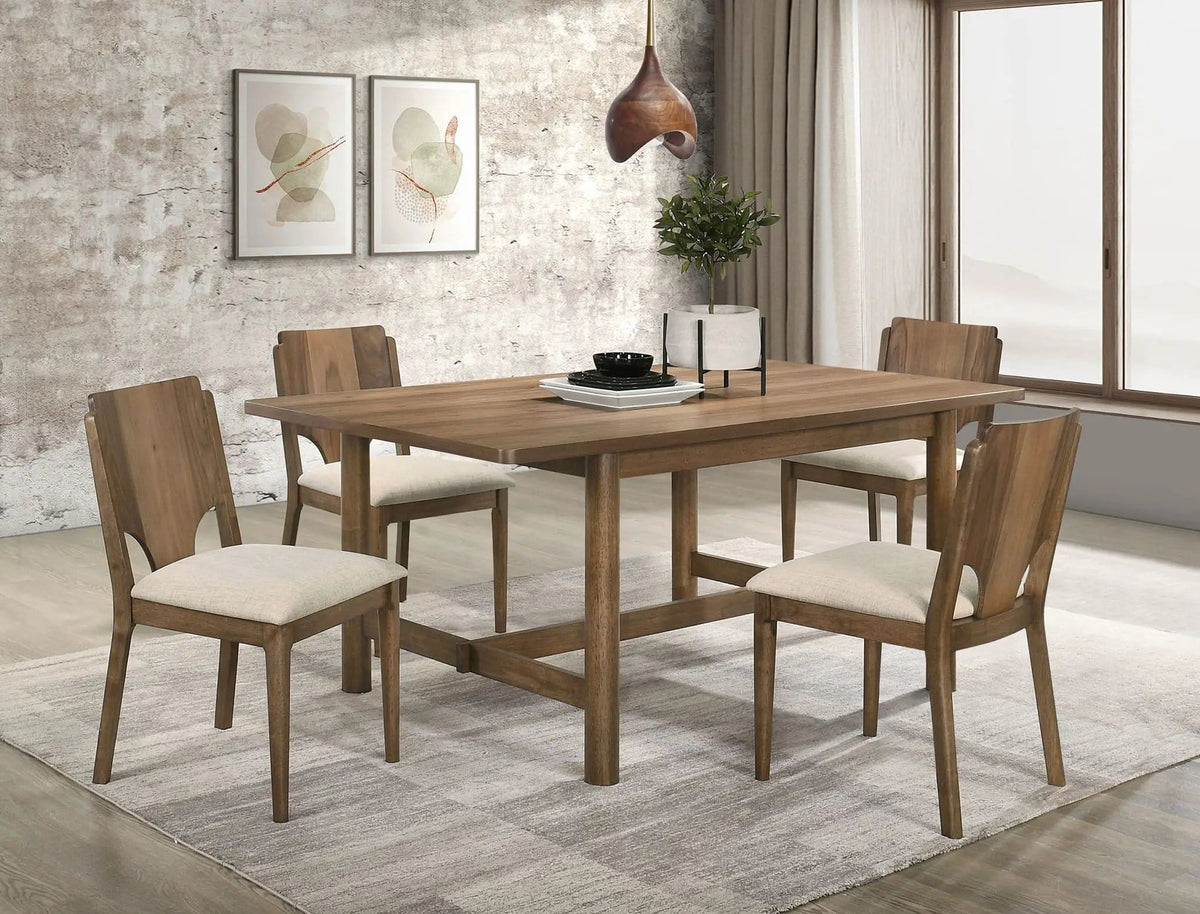 Crestmore 5-piece Rectangular Dining Table Set | 5-Piece Set | Walnut Wood | Walnut