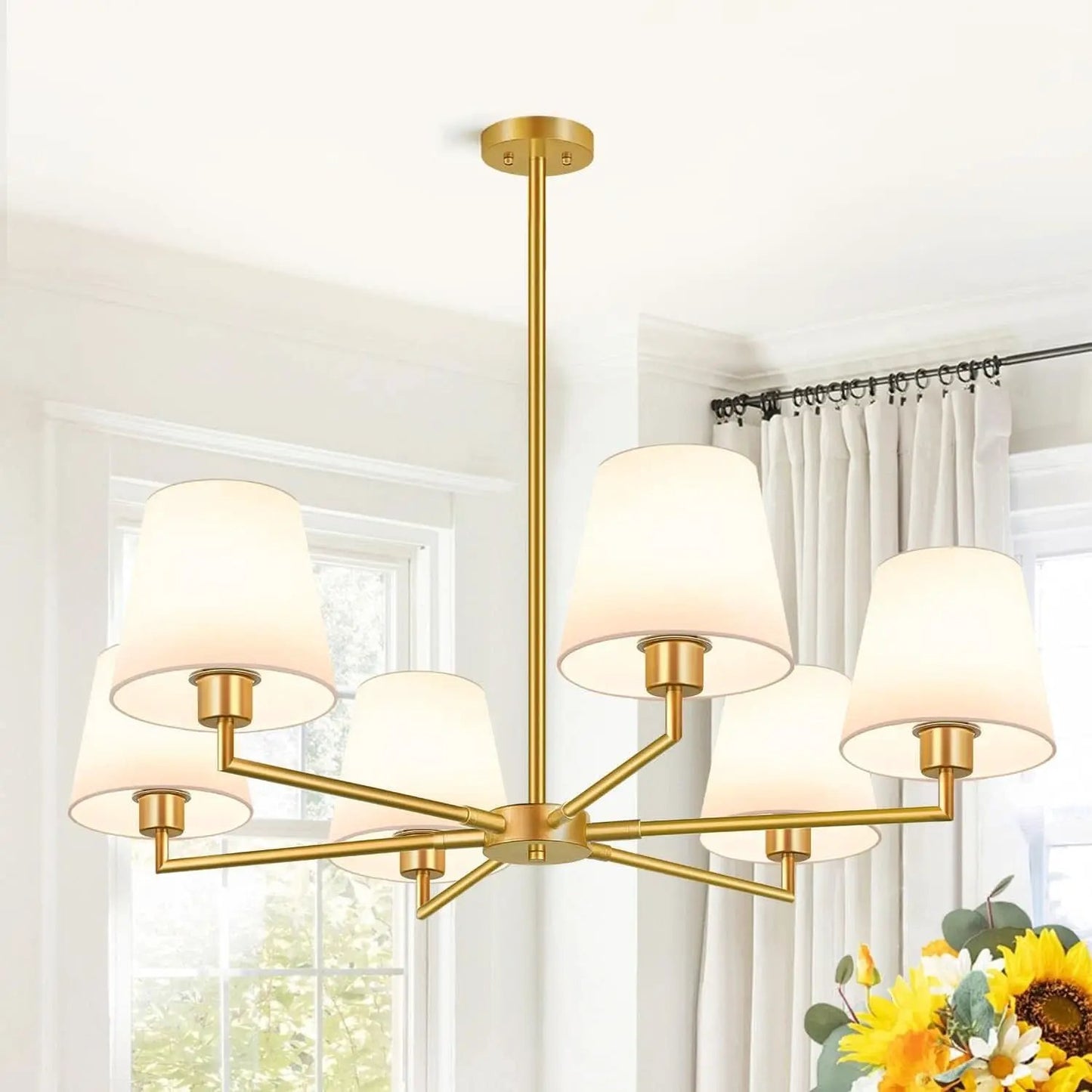36 Inch Brushed Gold Chandelier Dining Room Light Fixture