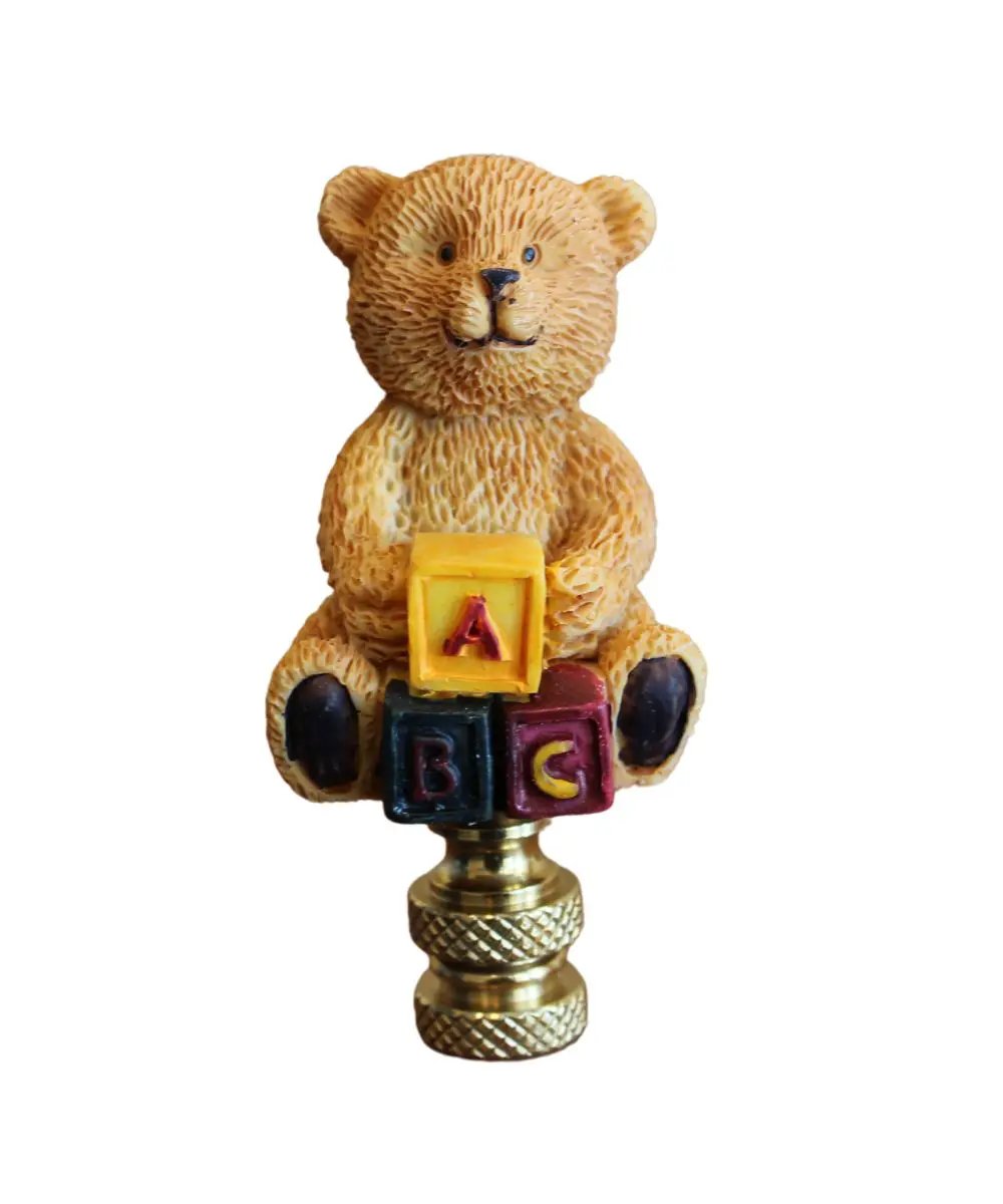 Teddy Bear Lamp Finial | Antique Brass | 2.75 Inch Height