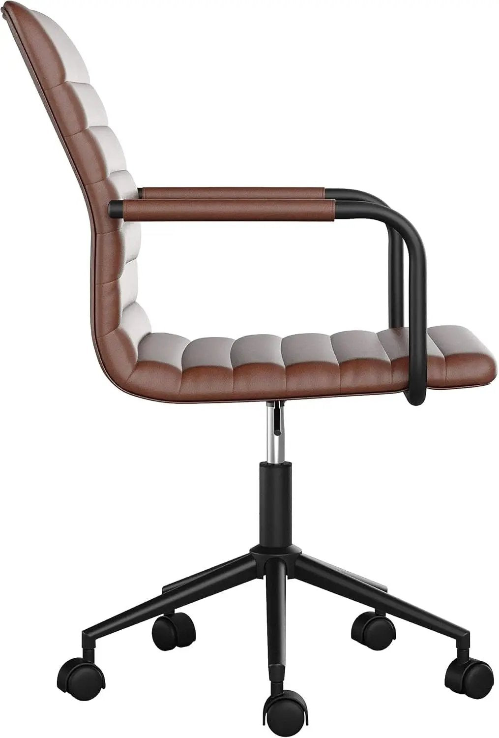 Saddle Brown Faux Leather Swivel Task Chair With Armrests from PriceLows™
