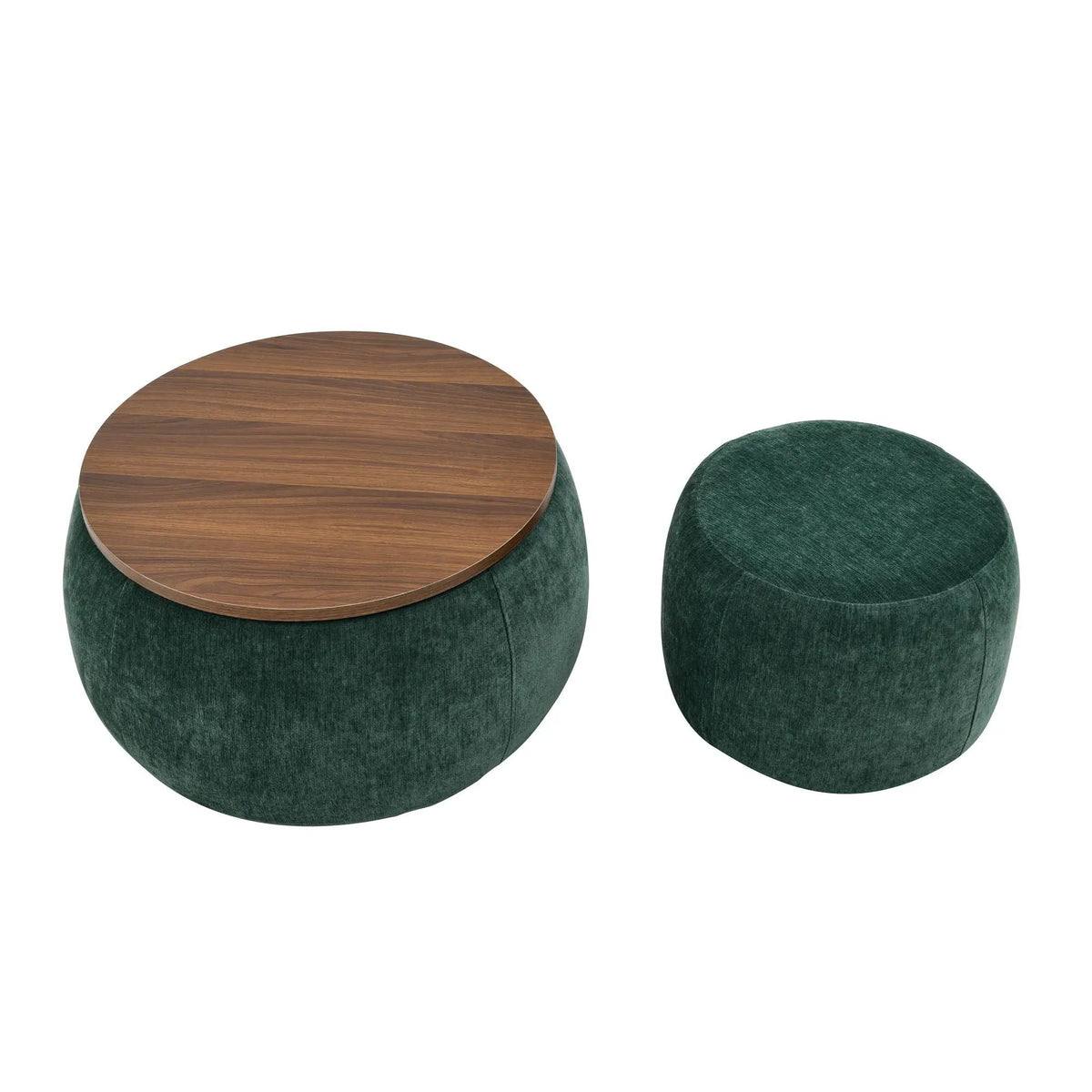 Round Storage Ottoman | Pleated Fabric | Removable Lid
