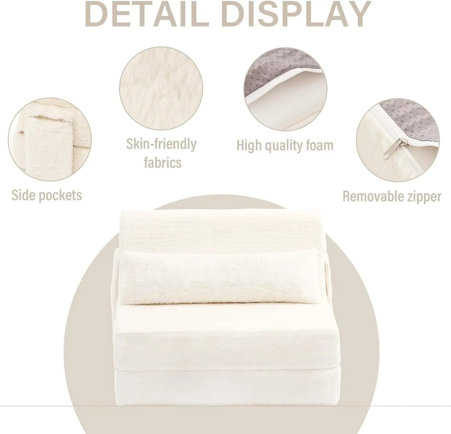 Multifunctional Sleeper Sofa Bed Single Size Beige from PriceLows™
