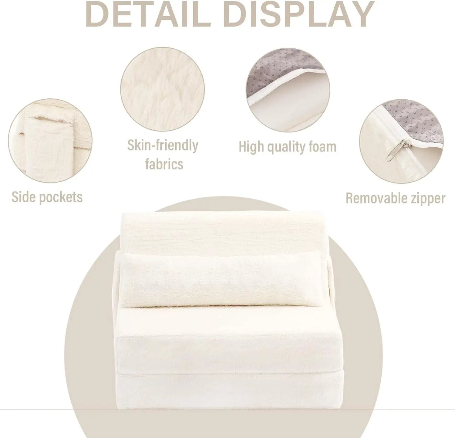 Multifunctional Sleeper Sofa Bed Single Size Beige from PriceLows™