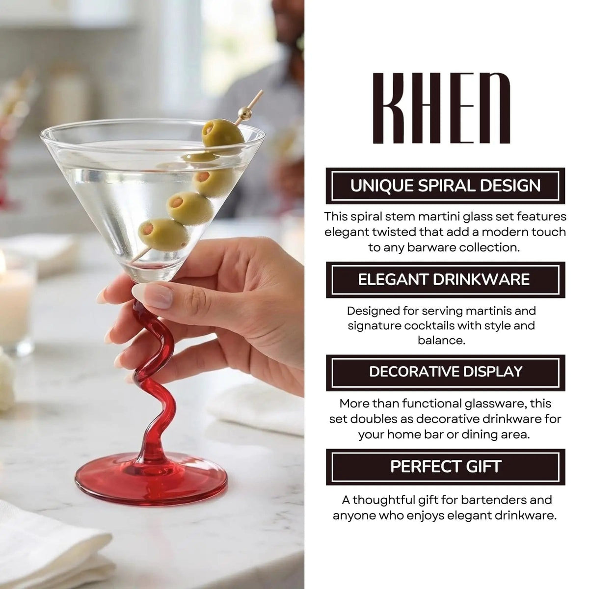 Spiral Stem Martini Glasses | Cocktail Glass | Entertaining | Gift Ready