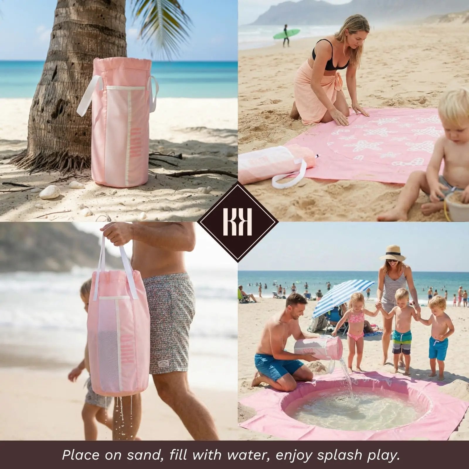 Baby Beach Splash Mat Pink, 1 Piece, 78.74 x in Waterproof Polyester Portable from PriceLows™