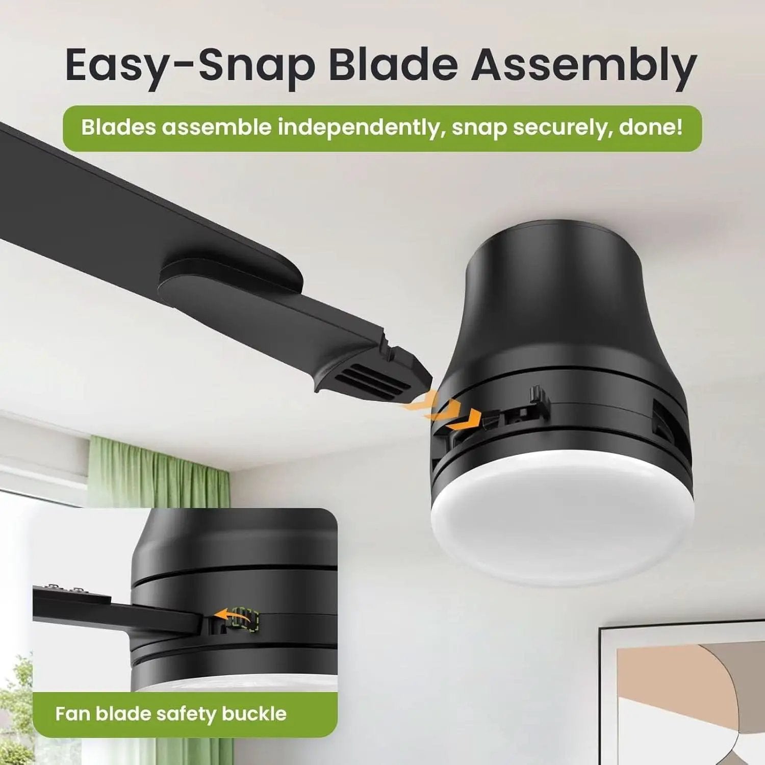 42 Inch Black Ceiling Fan With Light Energy Efficient from PriceLows™