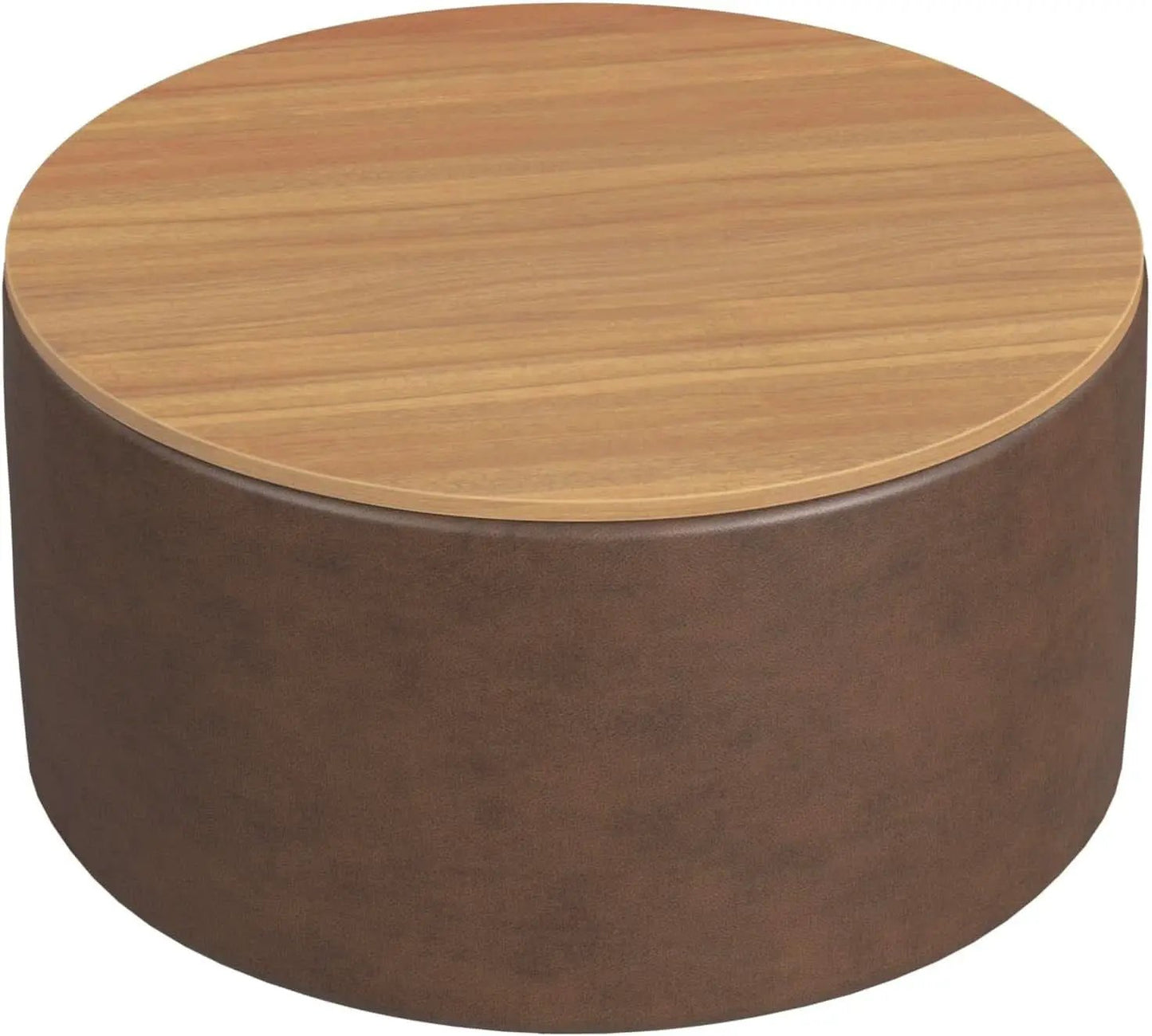 Polyester Upholstered Brown Wood Top Storage Ottoman from PriceLows™