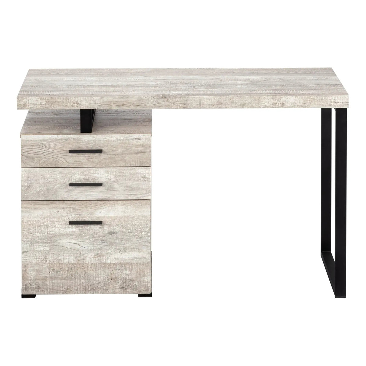 48 Inch Reversible Computer Desk | Laminate Finish | U-Shaped Metal Legs | Ample Storage Drawers