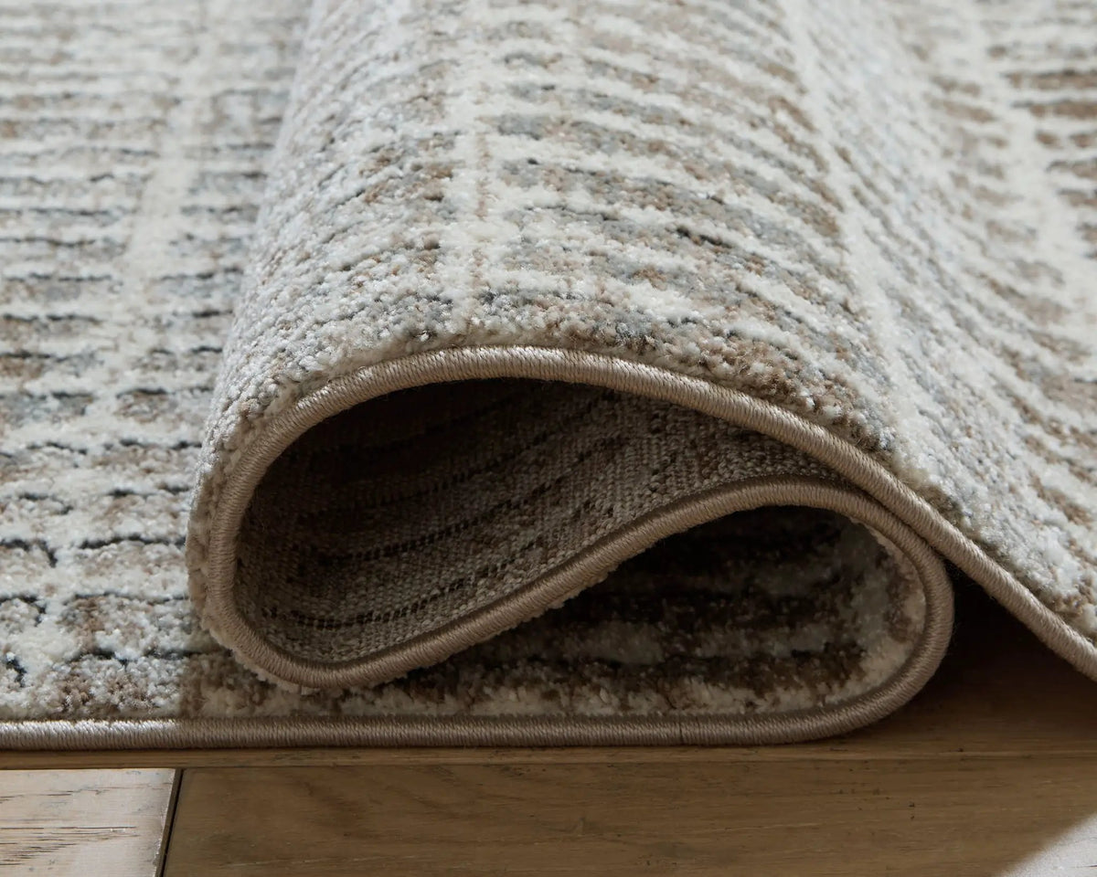 Fuadwick Area Rug | 94 x 120 Inch | Classic Stripe Pattern | Contemporary Style