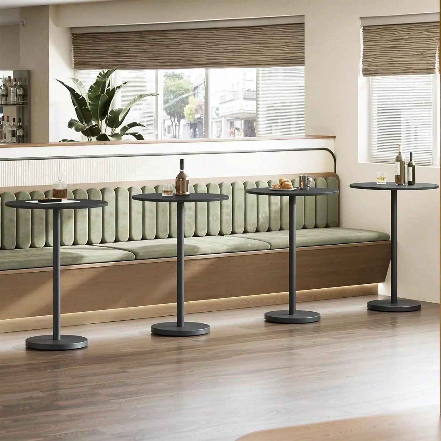 Round Counter height Bar Table Set Industrial Black from PriceLows™
