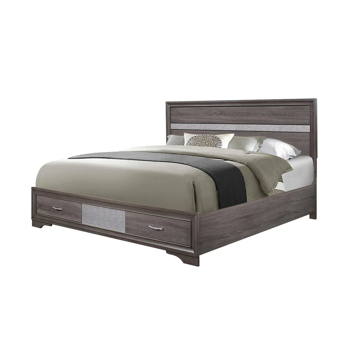 Ryder Storage Bed | Sparkle Finish | Panel Headboard | Footboard Drawers