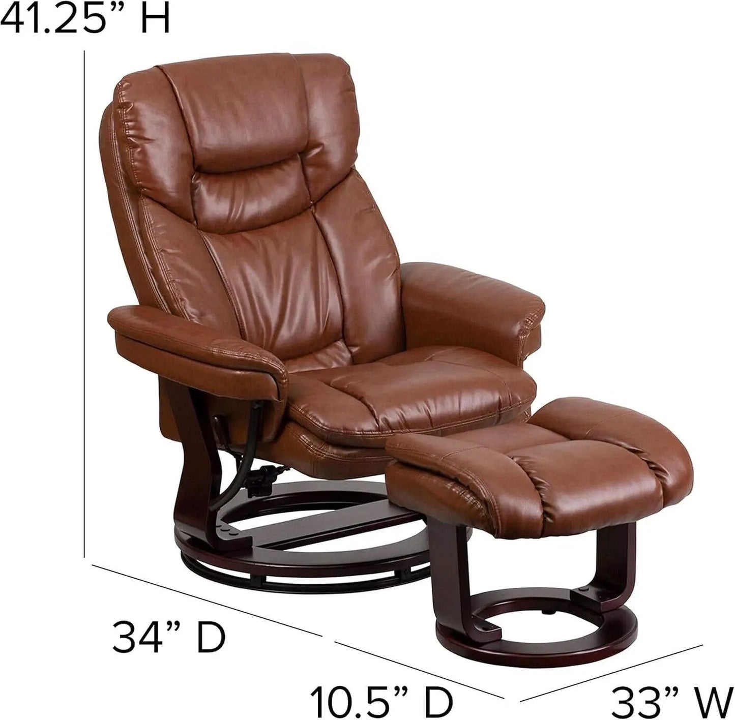 Allie Leathersoft Upholstered Recliner With Ottoman Brown from PriceLows™