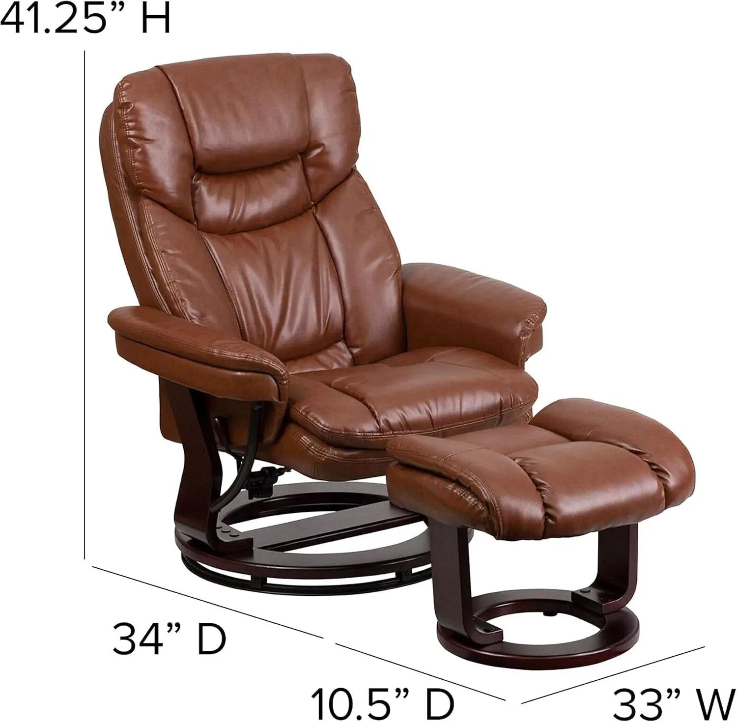 Allie Leathersoft Upholstered Recliner With Ottoman Brown from PriceLows™