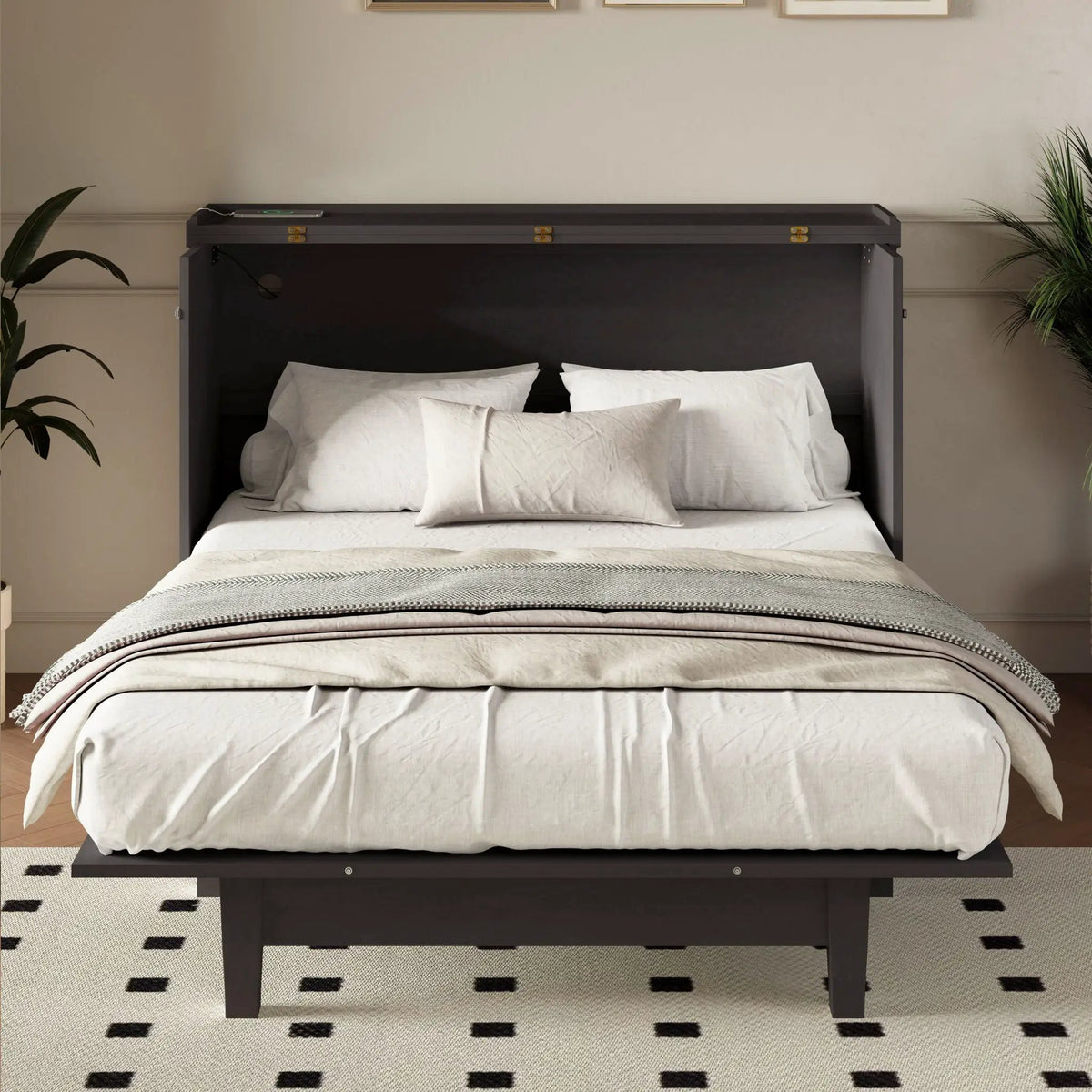 Solid Pine Murphy Bed | USB Charging Station | Storage Drawer