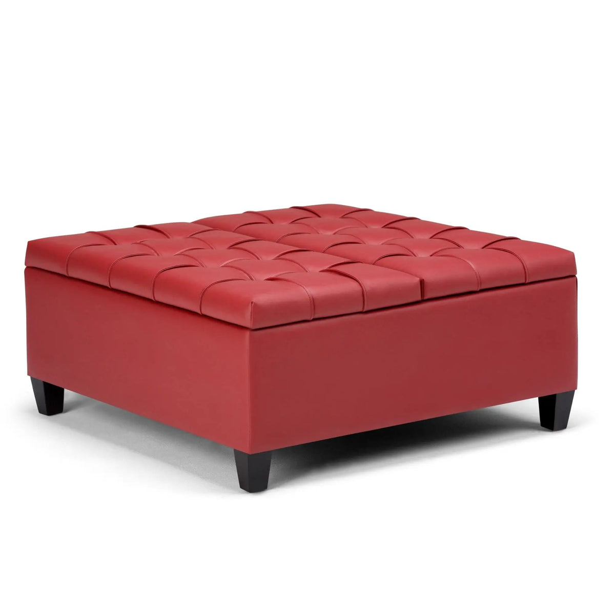Coffee Table Storage Ottoman | Lift Top Hinge | Solid Wood Base | Large Square
