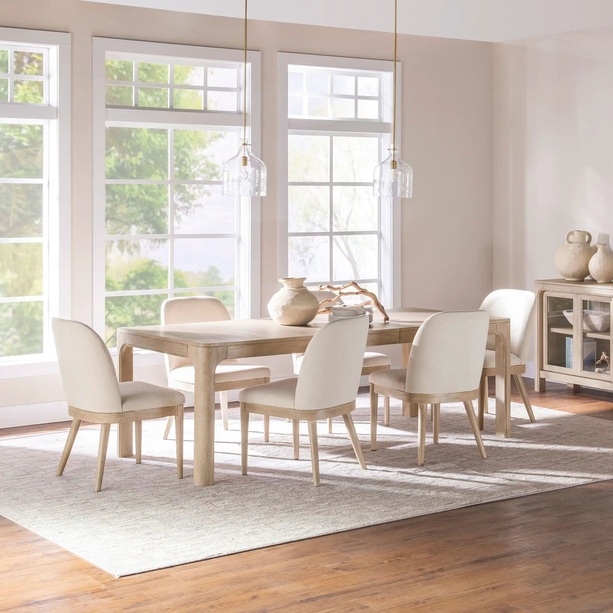 Solano 7-piece Extension Table Dining Set Weathered Mango | 7-Piece Set | Mango Wood & Fabric | Dining Room