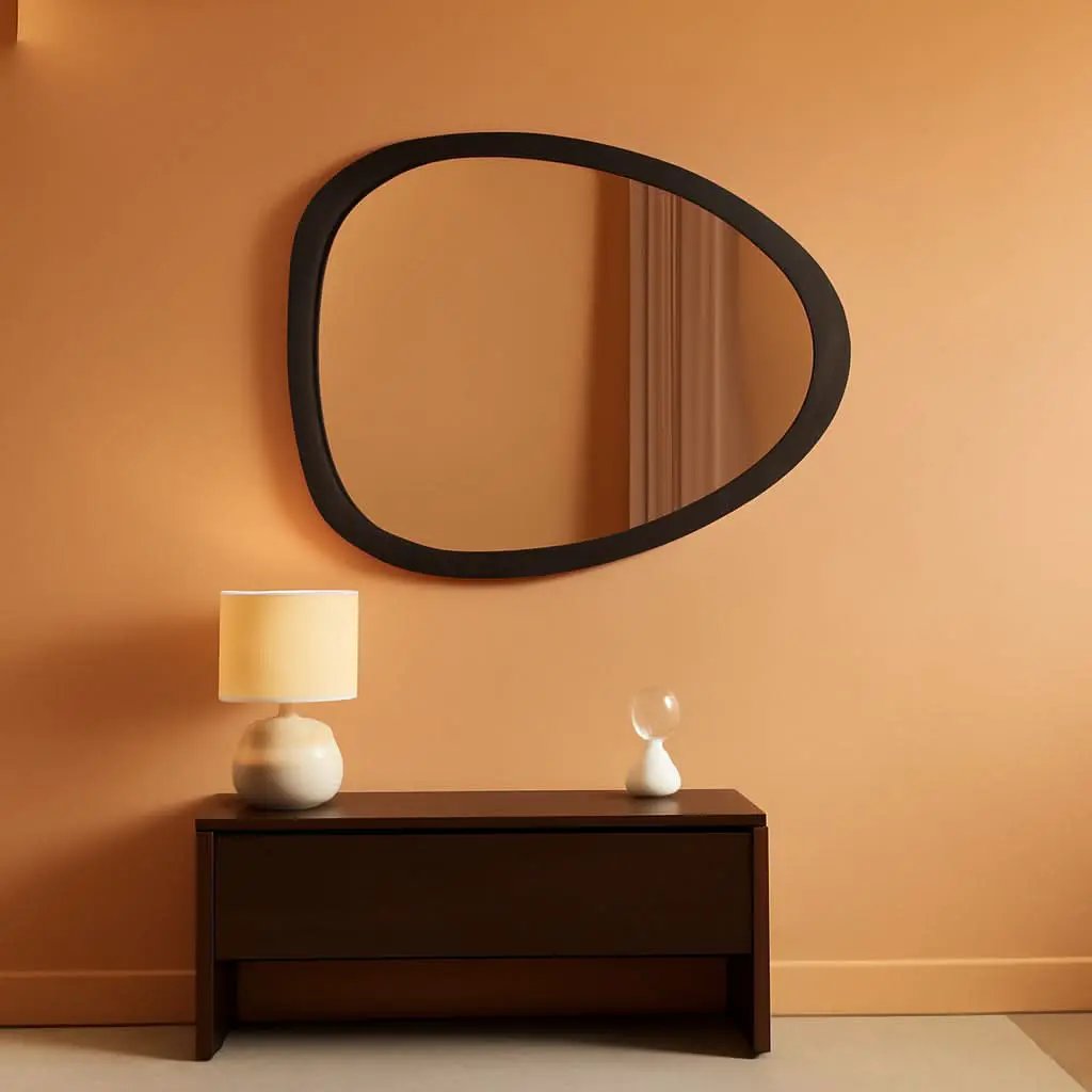 Mckinder Mid Century Wall Mirror 24x28 Black Geometric from PriceLows™