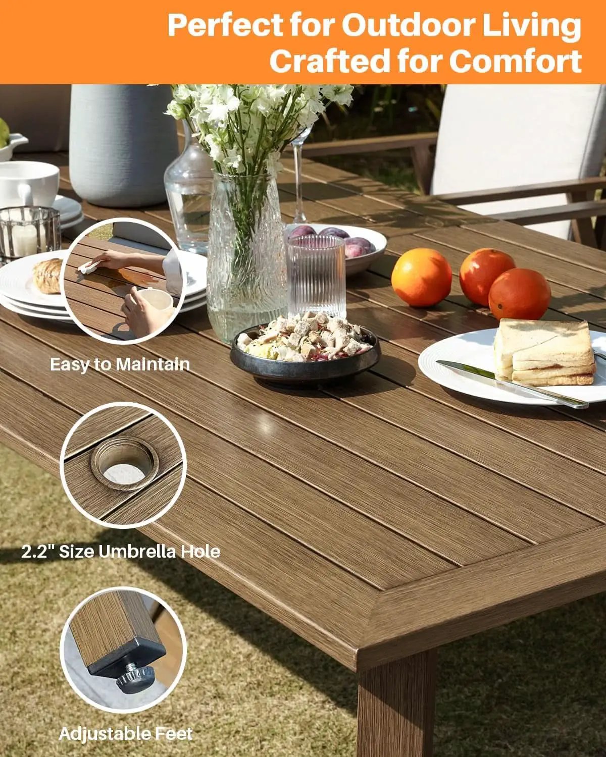 Nine Piece Outdoor Patio Dining Set with Swivel Chairs from PriceLows™