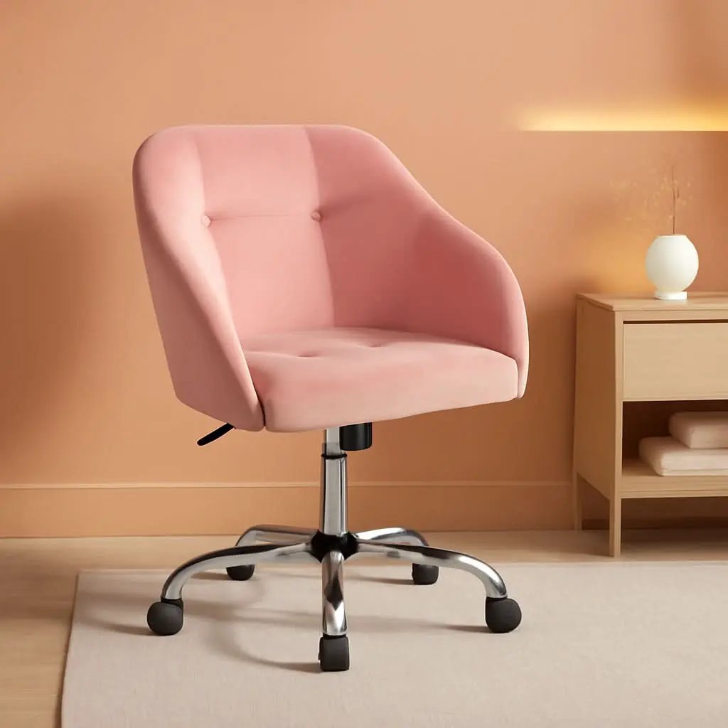 Pink Velvet Desk Chair With Swivel Office Chair Modern from PriceLows™