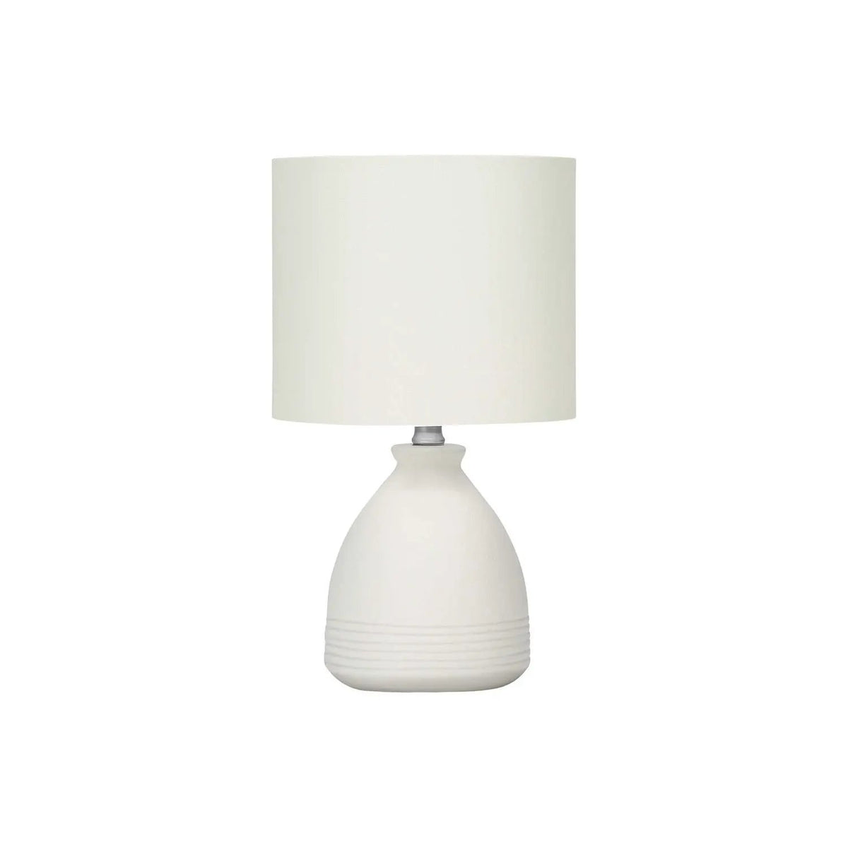 Cream Ceramic Table Lamp | Beehive Base | 16.5 Inch Height | Ivory Fabric Drum Shade
