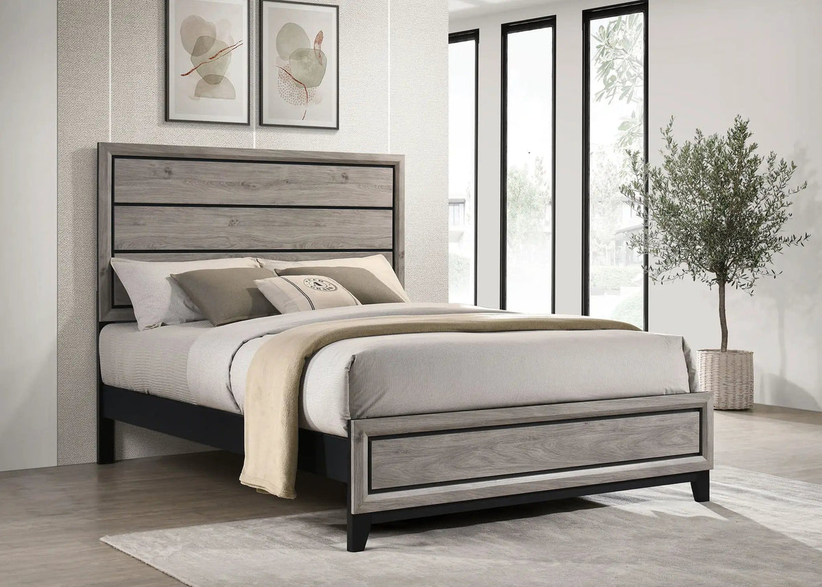Valen Wood Queen Panel Bed Light | 63.5 x 84.5 x 56.25 in | Rubberwood & Engineered Wood | Taupe