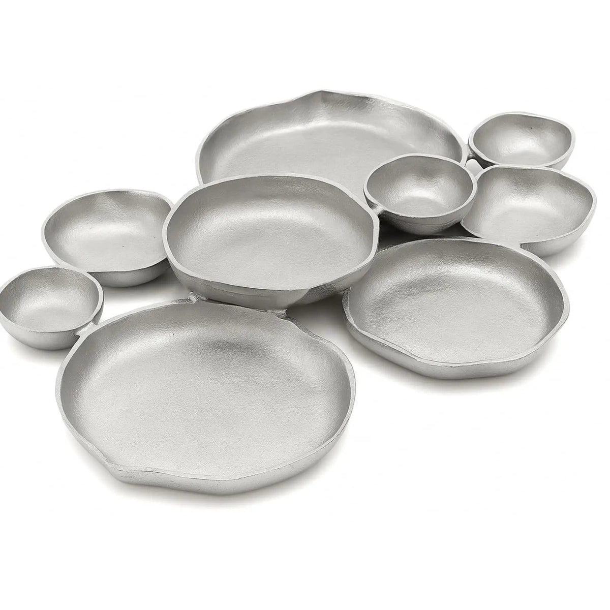 Cluster Decorative Bowls, Bright Silver Brass - Decoration | Brass | Serving Platter | Home Decor