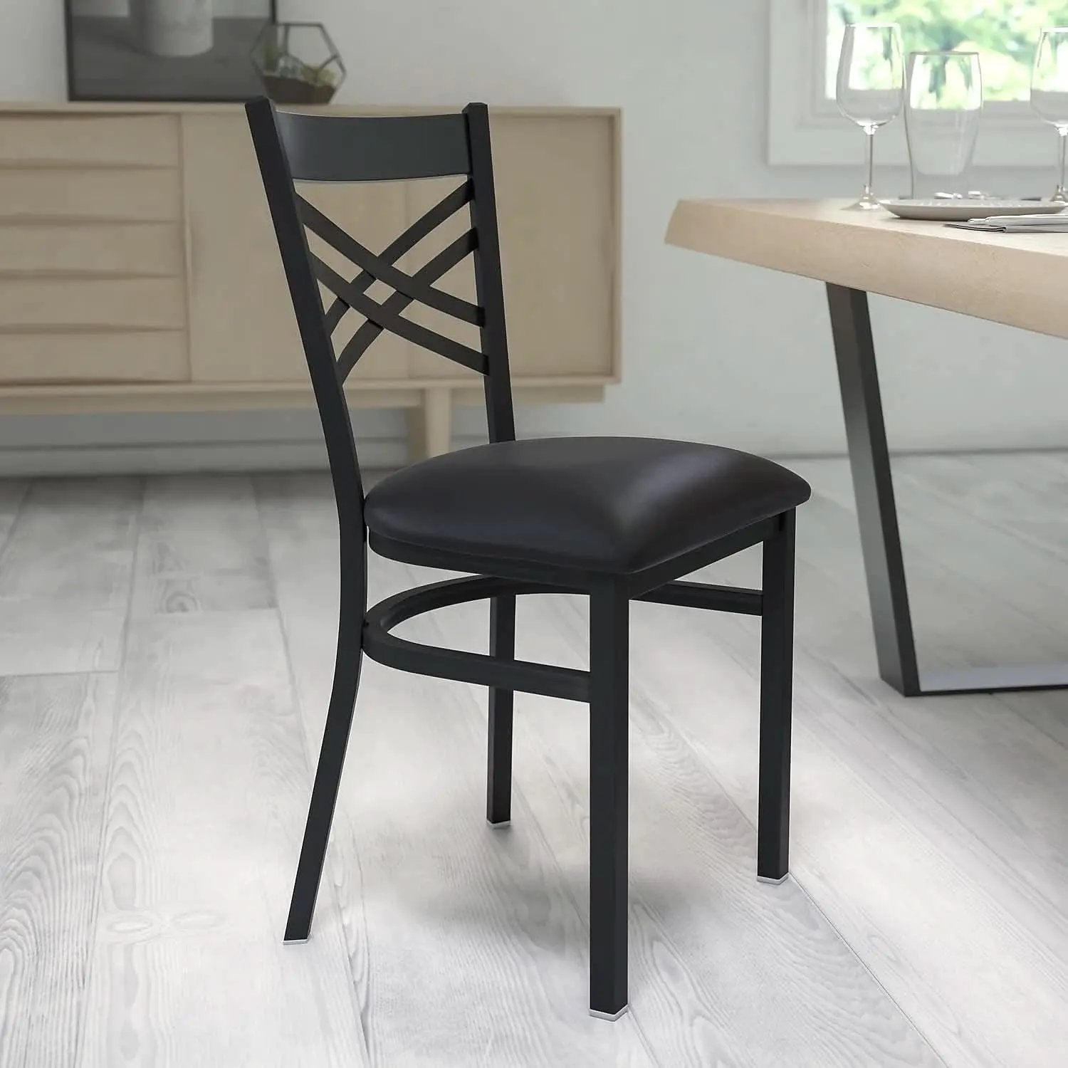 Hercules Series X Back Metal Armless Dining Chairs Black from PriceLows™
