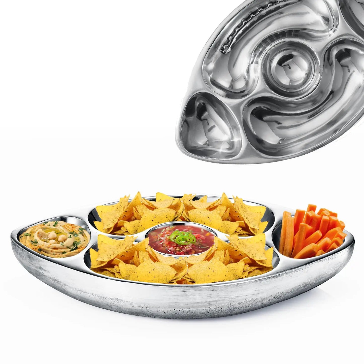Football Tailgate Superbowl Serving Bowl Silver Brass Snack from PriceLows™