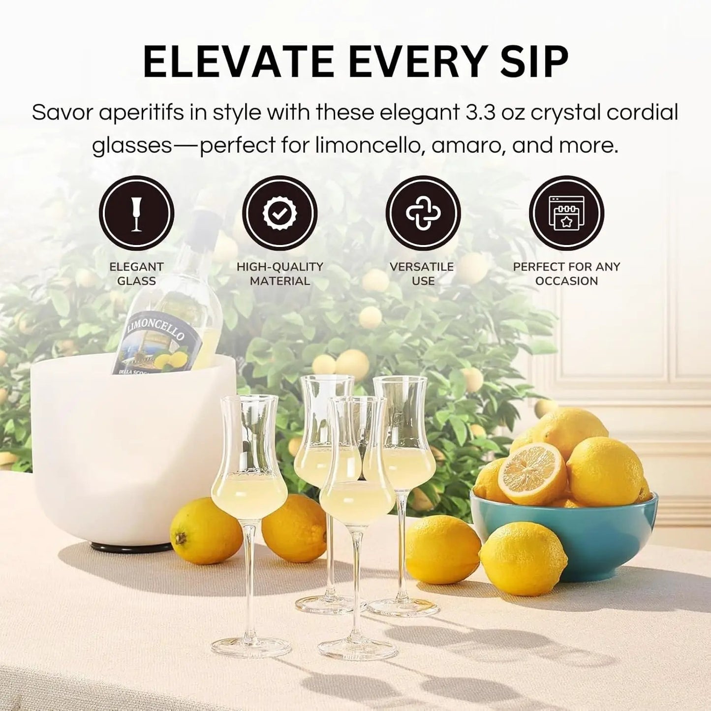 Specialty Limoncello Cocktail Glassware, Set of 4 from PriceLows™